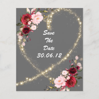 bordeauxfarbenes Herz und Glitzer, Save the Date