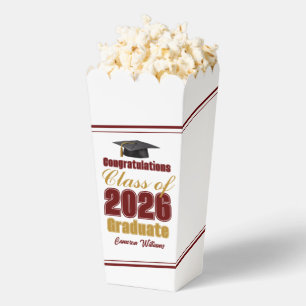Bordeauxgold Absolventenfeier 2026 Party-Popcorn Geschenkschachtel