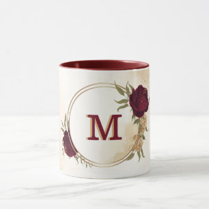 Bordeauxgrün beige gold botanisch tasse