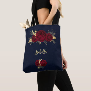 bordeauxrote Blume Goldmedaille Blätter Tasche