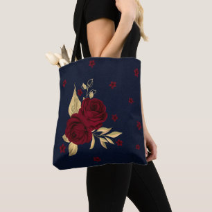 bordeauxrote Blume Goldmedaille Blätter Tasche