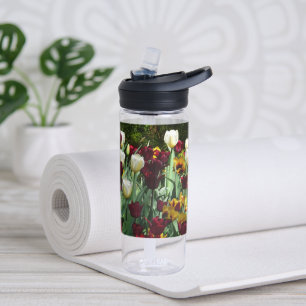 Bordeauxrote und gelbe Tulpen Farbige Blumen Trinkflasche