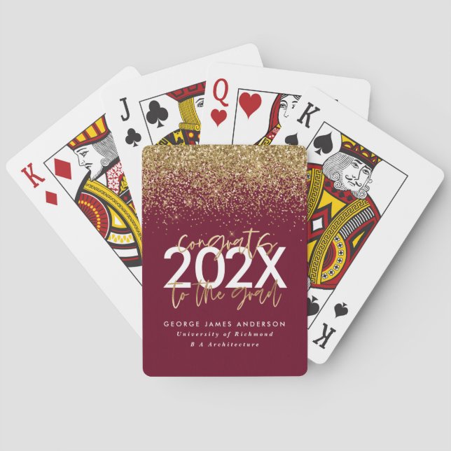 bordeauxroter Glitzer, moderner Abschluss Spielkarten (Rückseite)