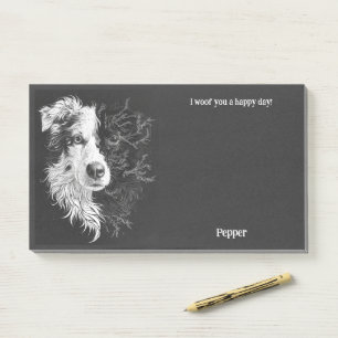 Border Collie Abstrakt Art Dog Name Post-it Klebezettel