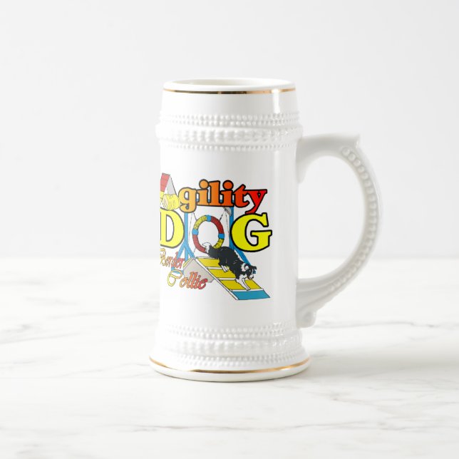 Border Collie Agility Geschenke Bierglas (Rechts)
