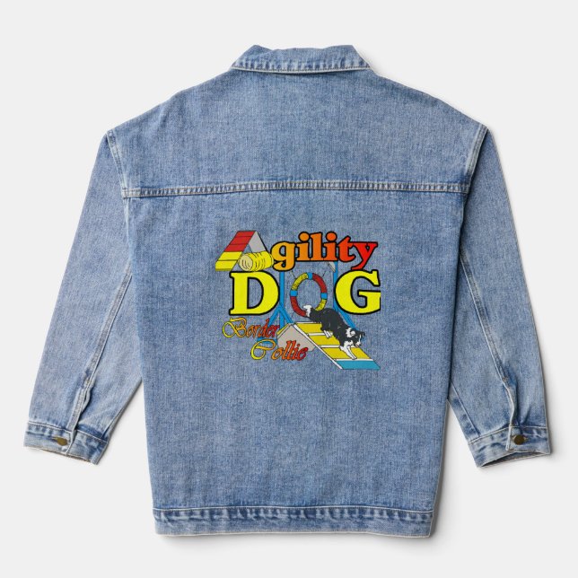 Border Collie Agility Geschenke Jeansjacke (Rückseite)