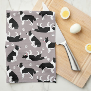 Border Collie and Paw Print Kitchtuch Geschirrtuch