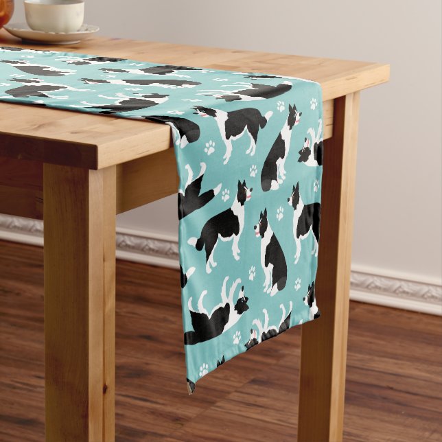 Border Collie and Paw Print Kurzer Tischläufer (Beispiel)