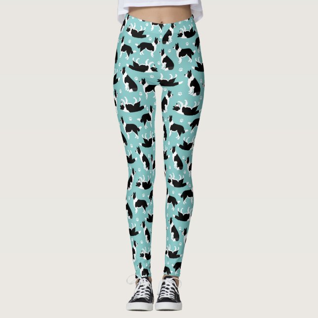 Border Collie and Paw Print Leggings (Vorderseite)