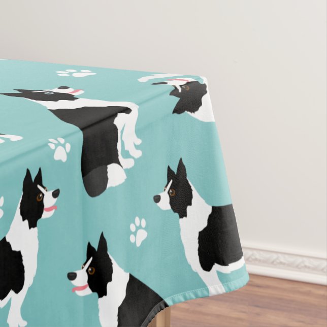 Border Collie and Paw Print Tischdecke (Beispiel)