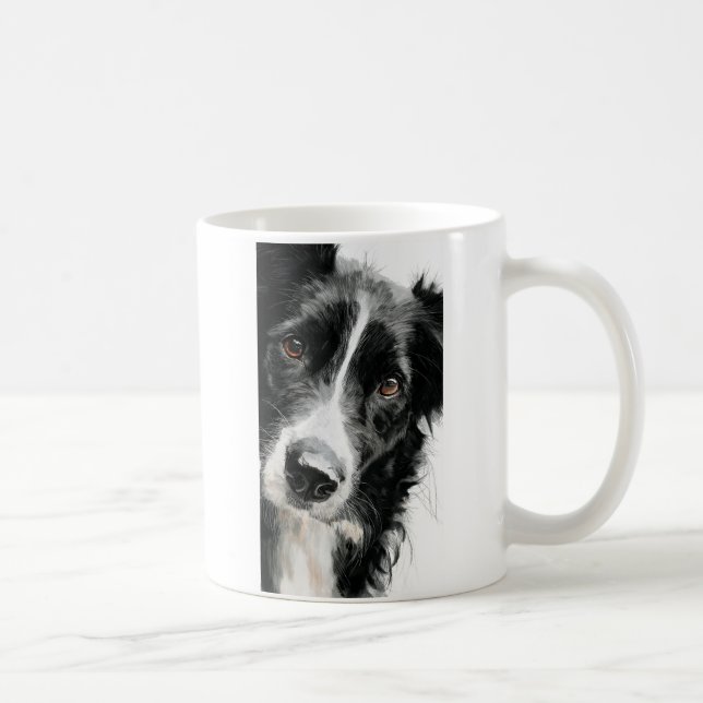 Border Collie-Aquarellporträt Kaffeetasse (Rechts)