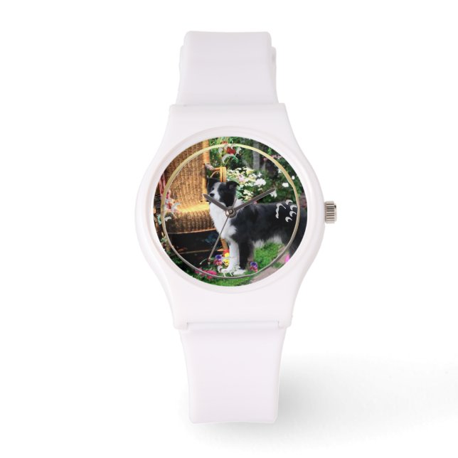 Border Collie Art Geschenke Armbanduhr (Vorderseite)