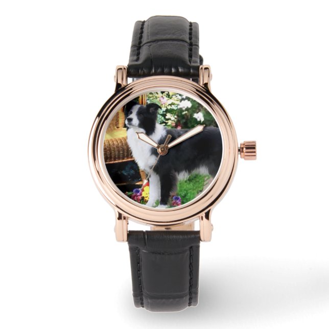Border Collie Art Geschenke Armbanduhr (Vorderseite)
