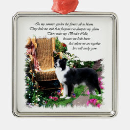 Border Collie Art Geschenke Silbernes Ornament