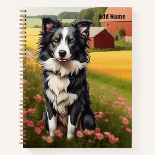 Border Collie auf dem Bauernhof Notizbuch