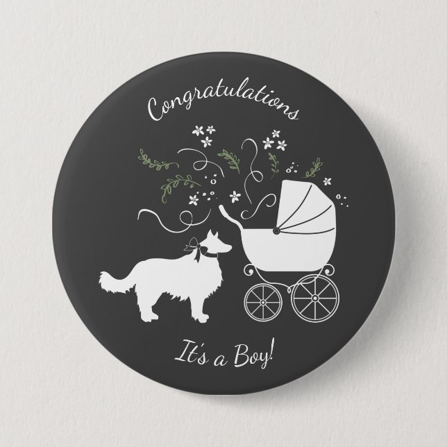 Border Collie Baby Dusche Button (Vorderseite)