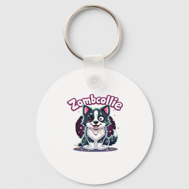 Border Collie BC Zombie Dog Halloween Essential T- Schlüsselanhänger (Vorderseite)