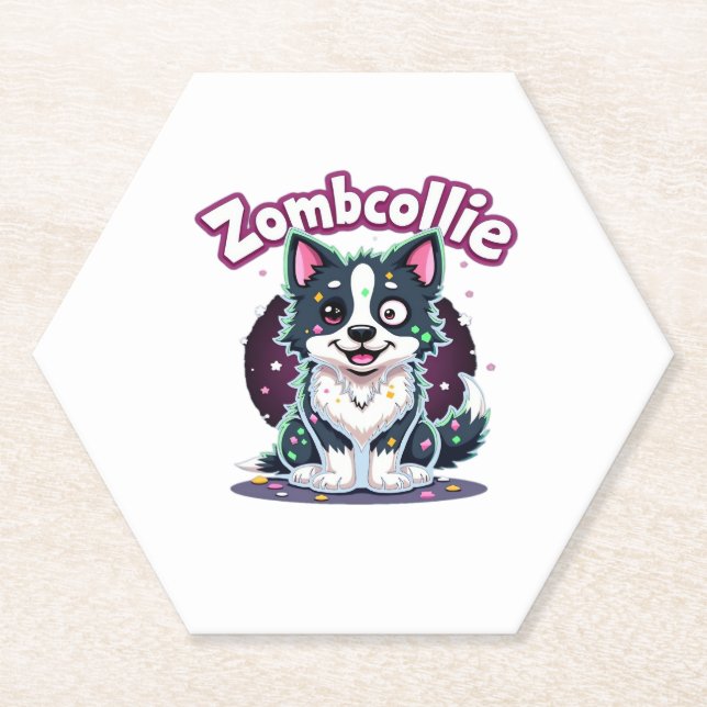 Border Collie BC Zombie Dog Halloween Essential T- Untersetzer (Vorderseite)