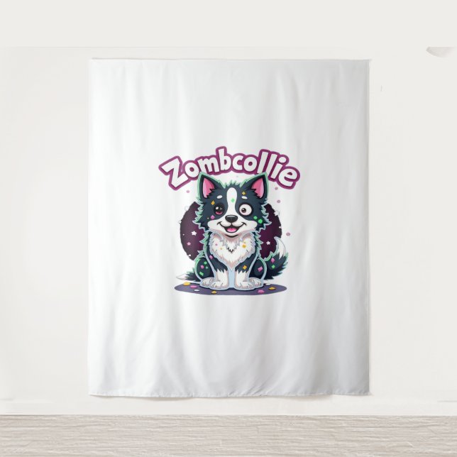 Border Collie BC Zombie Dog Halloween Essential T- Wandteppich (Vorderseite)