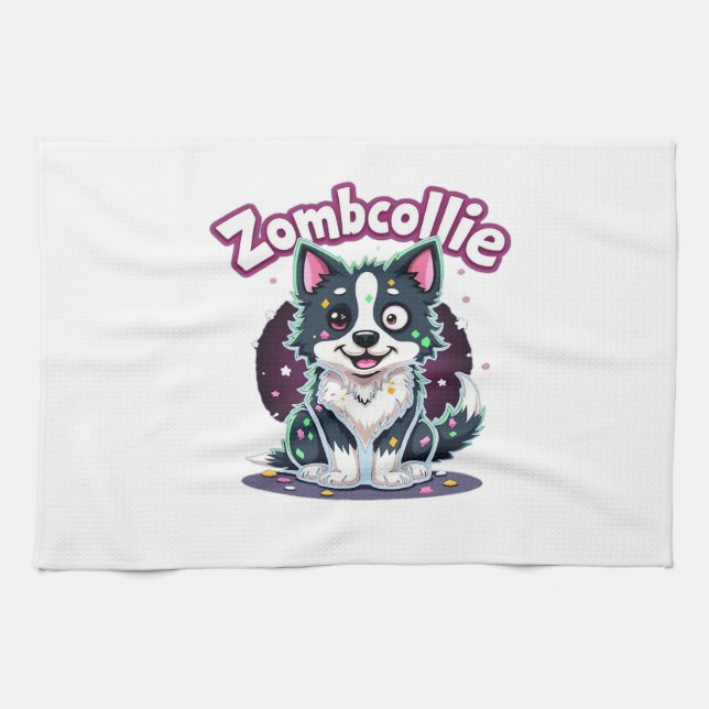Border Collie BC Zombie Hund Halloween Essential T Geschirrtuch (Horizontal)