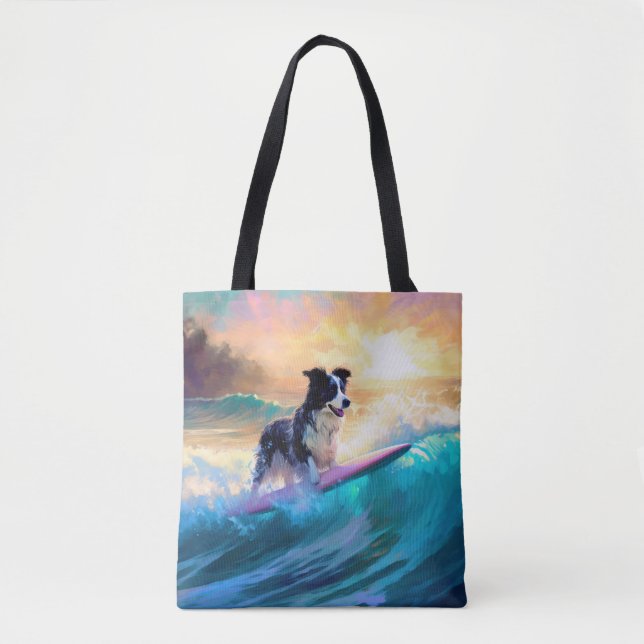 Border Collie Beach Surf Malerei Tasche (Vorderseite)
