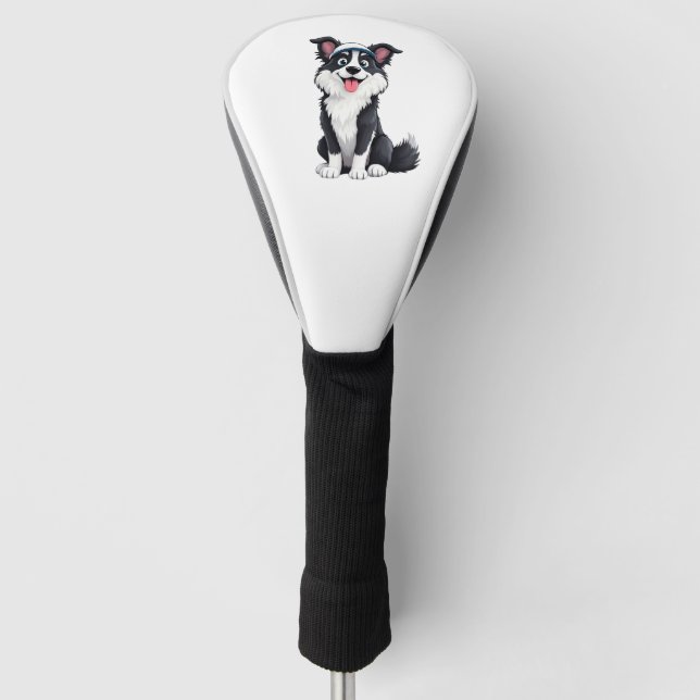 Border Collie Cartoon Golf Headcover (Vorderseite)