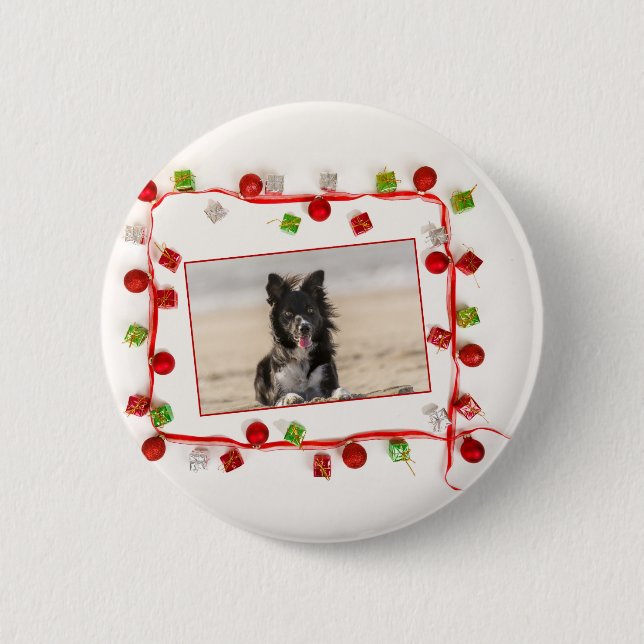 Border Collie Christmas Button (Vorderseite)