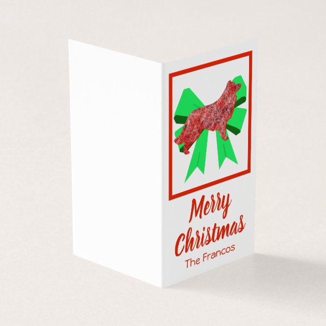 Border Collie Christmas Dog & Green Bow Kleiner (Vorderseite)