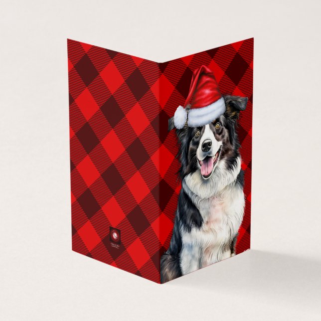 Border Collie Christmas Dog Red Buffalo Kariert (Vorderseite)