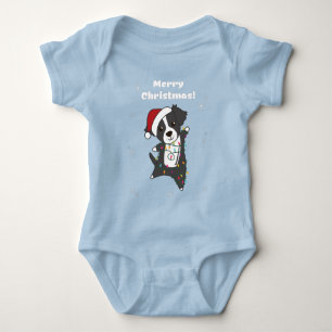 Border Collie Christmas Dog Winter Animals Hunde B Baby Strampler