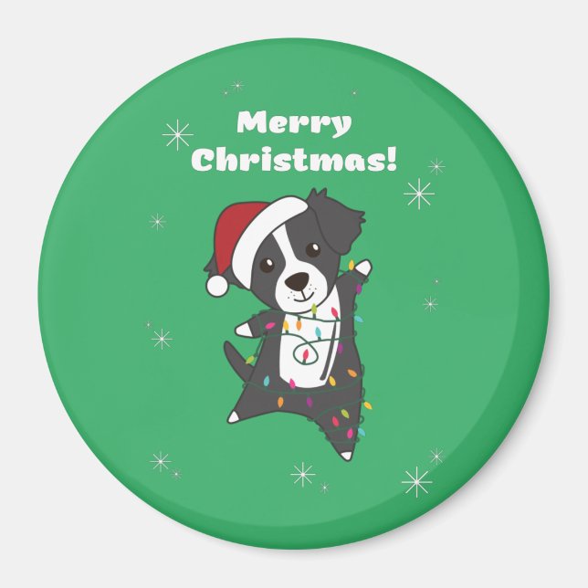 Border Collie Christmas Dog Winter Animals Hunde M Magnet (Vorne)
