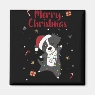 Border Collie Christmas Dog Wintertiere Hunde Magnet