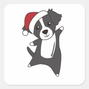 Border Collie Christmas Dog Wintertiere Hunde Quadratischer Aufkleber