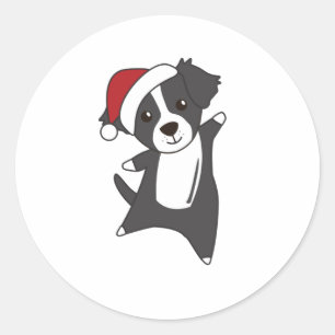 Border Collie Christmas Dog Wintertiere Hunde Runder Aufkleber