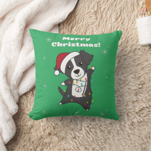 Border Collie Christmas Dog Wintertiere Hunde Th Kissen