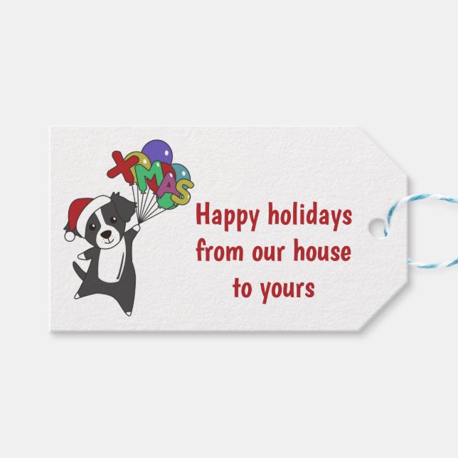 Border Collie Christmas Dog Wintertiere Hunde Tr Geschenkanhänger (Vorderseite (Horizontal))