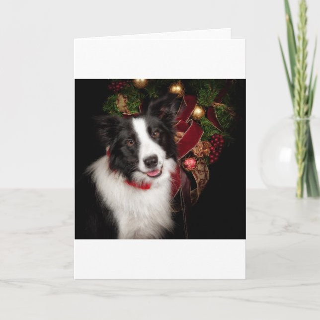 Border Collie Christmas Feiertagskarte (Vorderseite)