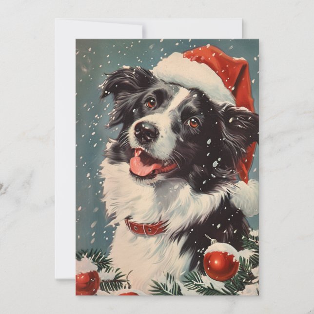 Border Collie Christmas Feiertagskarte (Vorderseite)