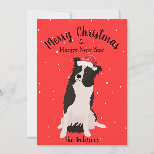 Border Collie Christmas Feiertagskarte (Vorderseite)