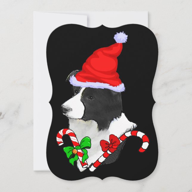 Border Collie Christmas Feiertagskarte (Vorderseite)