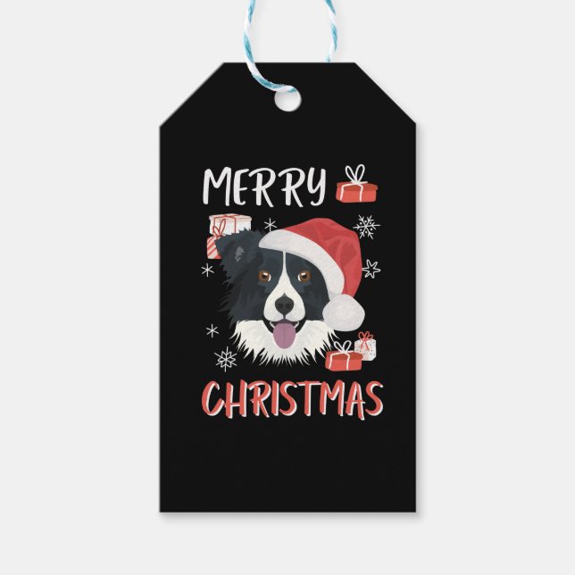 Border Collie Christmas Geschenkanhänger (Vorderseite)