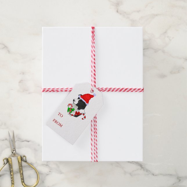 Border Collie Christmas Geschenkanhänger (Mit Garn)