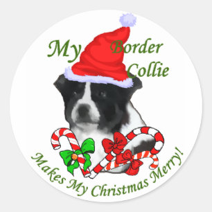 Border Collie Christmas Geschenke Runder Aufkleber