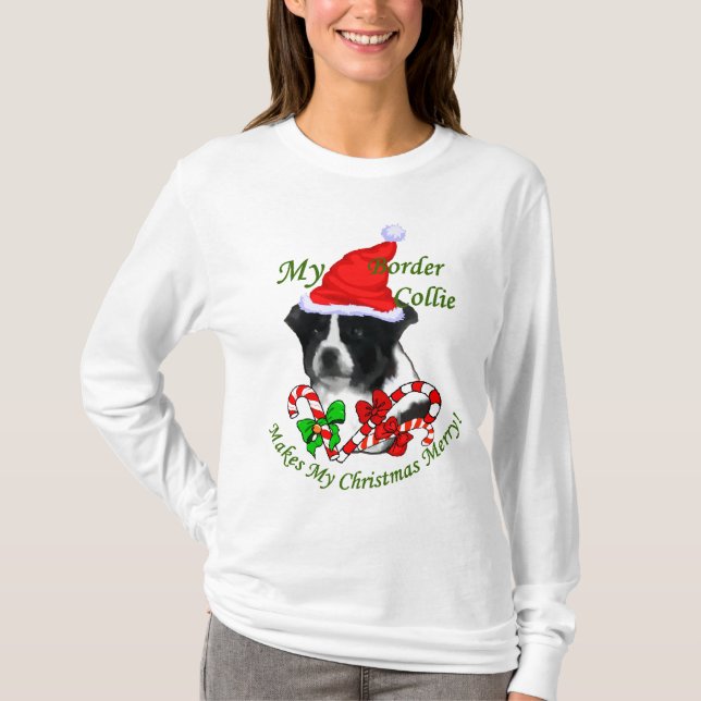 Border Collie Christmas Geschenke T-Shirt (Vorderseite)