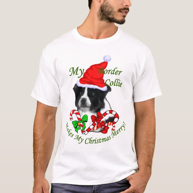 Border Collie Christmas Geschenke T-Shirt (Vorderseite)