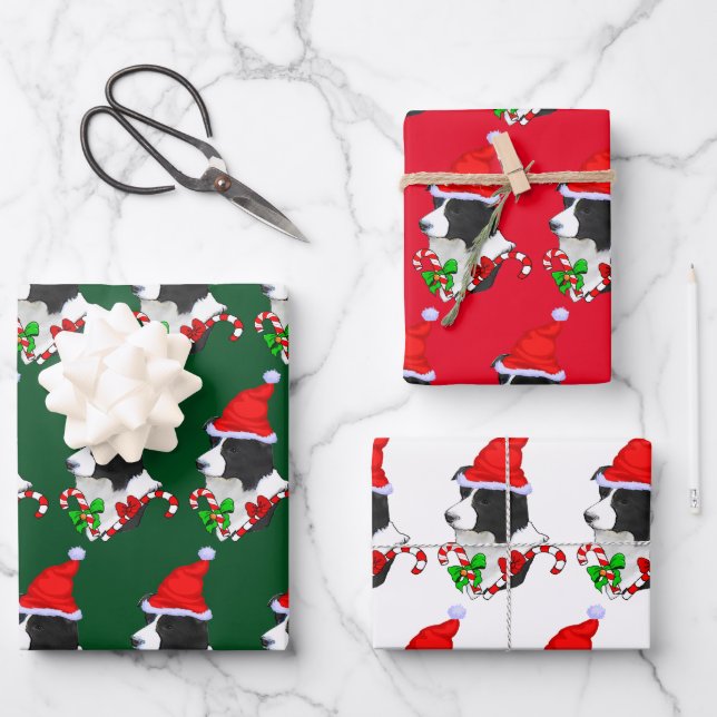 Border Collie Christmas Geschenkpapier Set (Vorderseite)