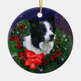 Border Collie Christmas Keramik Ornament