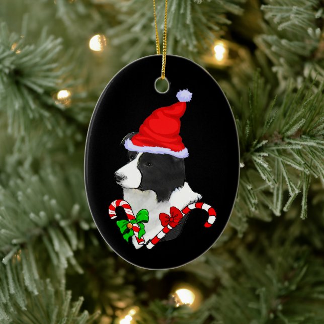 Border Collie Christmas Keramik Ornament (Baum)