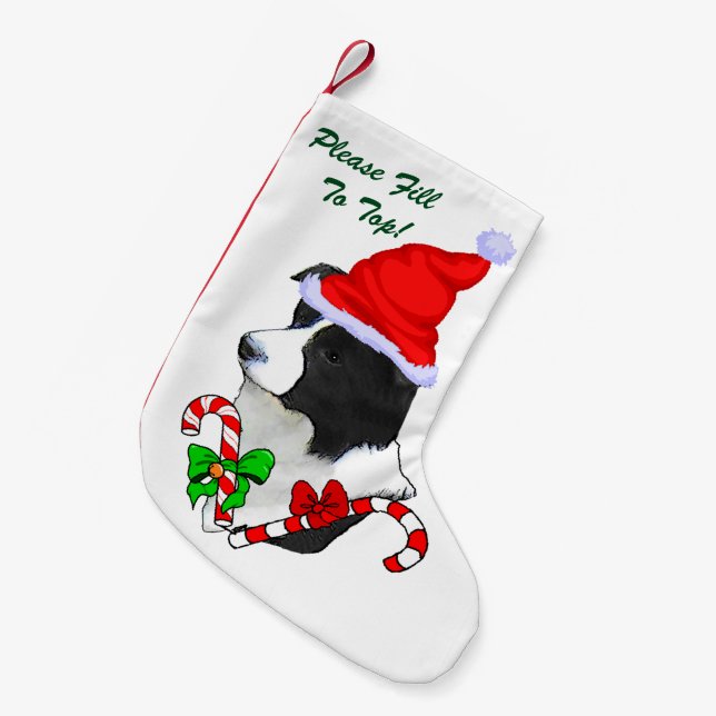Border Collie Christmas Kleiner Weihnachtsstrumpf (Vorderansicht (hängend))