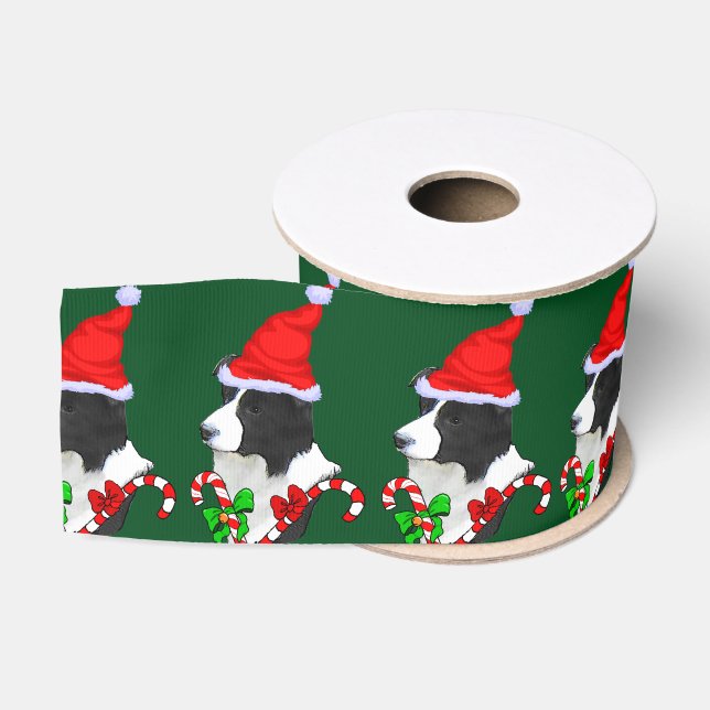 Border Collie Christmas Merry Ripsband (Spule)